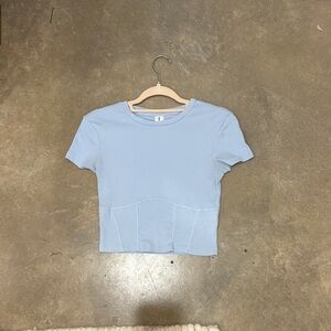Sky Blue Short Sleeve Women's Top